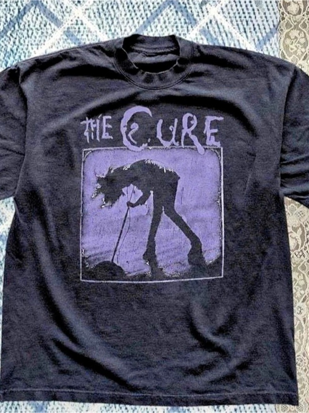 The Cure Pornography Album Cover T-Shirt in Black & Purple